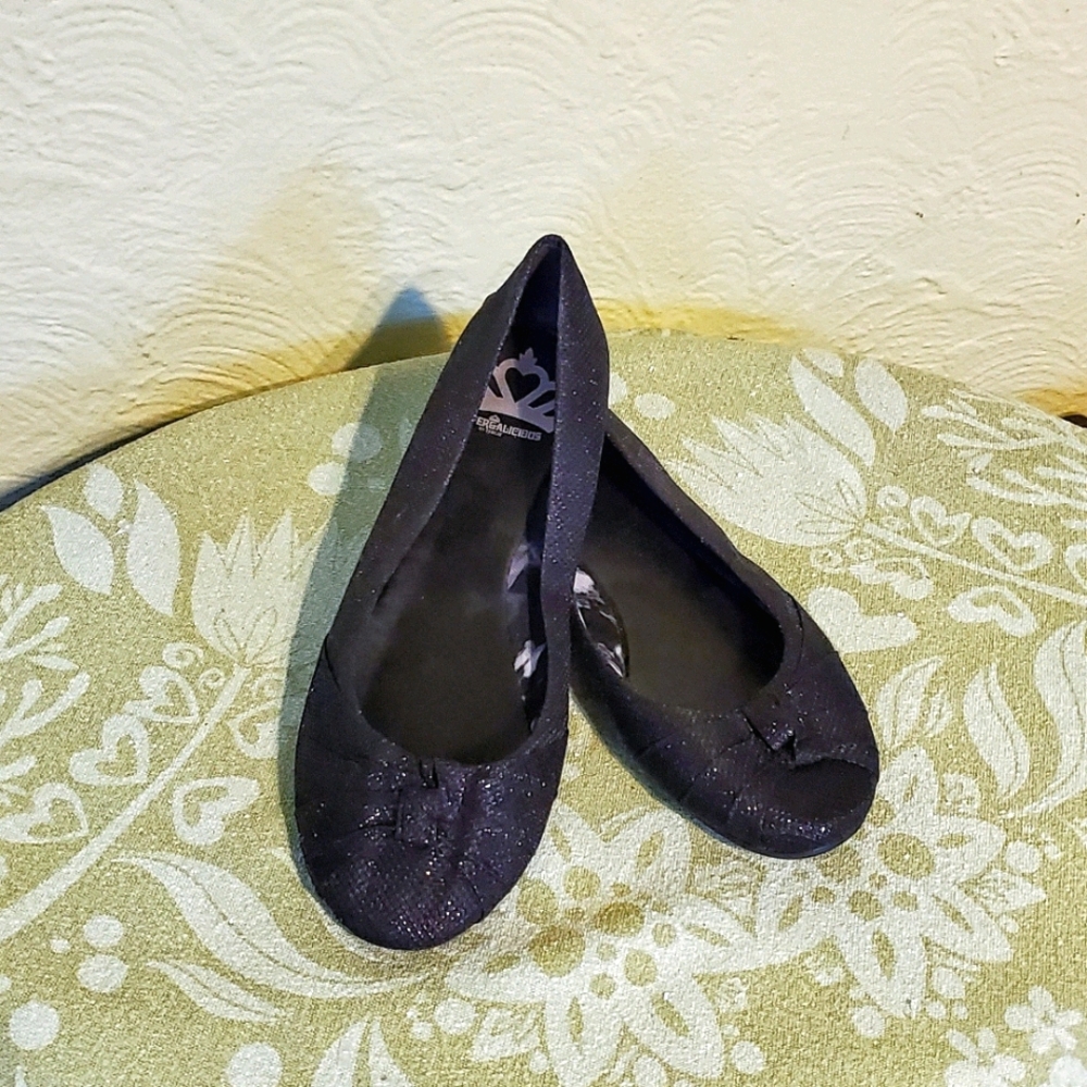 Fergalicious black sparkle ballet flats.